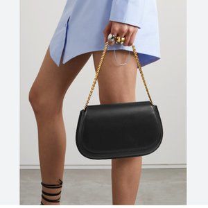 ALEXANDER WANG CREST Leather Flap Shoulder Bag in Black MSRP$795 Rare Find